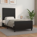 VidaXL Cadru de pat cu tăblie, negru, 90x200 cm, piele ecologică
