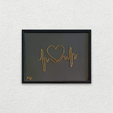 Tablou bataile inimii, sculptura din fir continuu de sarma placata cu aur, 16x21cm