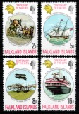 Falkland 1974, Mi #226-229**, Centenar UPU, avion corabie vapor, MNH! Cota 3 &euro;!