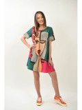 Cumpara ieftin Rochie Scurta Karisma Multicoloră Mărime Unică (XS-M) FashionLand, M&acirc;necă Scurtă, Poliester &amp; Elastan, Imprimeu Abstract