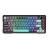 Tastatura gaming mecanica Bluetooth cu si fara fir Redragon Behemoth Pro neagra cu verde iluminare RGB