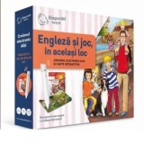 Pachet Raspundel Istetel, creion si carte Engleza si joc, in acelasi loc