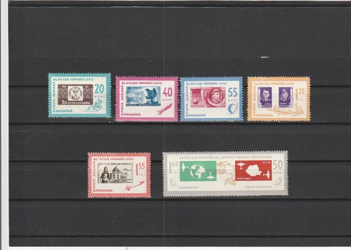 ROMANIA 1963 LP 570 ZIUA MARCII POSTALE ROMANESTI SERIE MNH NESTAMPILATA