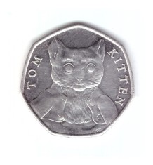 Moneda Marea Britanie 50 pence 2017, Tom Kitten, cu luciu