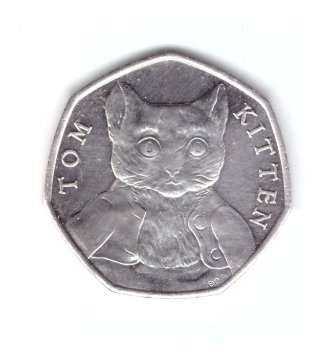 Moneda Marea Britanie 50 pence 2017, Tom Kitten, cu luciu