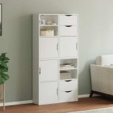 vidaXL Dulapuri Laterale ODDA, 4 Buc, Alb, 40x24x79 cm, Lemn Masiv Pin, Modular