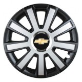 Set 4 capace roti Silver/black cu inel cromat R14 Compatibil Cu Chevrolet, Autohelix MSA