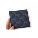 Material piele eco interior tapiterie auto , casa, romb Negru cusatura Albastru