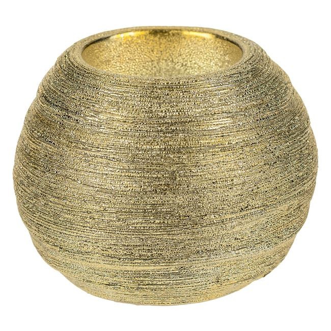 Suport lumanare pastila, din ceramica aurie, 8.5x7 cm