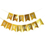 Banner Happy Birthday Auriu Chrome, 2.5m, Ghirlanda Decorativa Aniversare Copii, Ropet