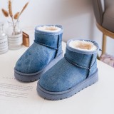 Cizme Zapada Fete Denim Imblanite Marimea 35 Albastru - Calduroase, Antiderapante