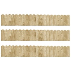 vidaXL Role de bordură, 3 buc., 120 cm, lemn de pin tratat