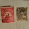 Două timbre. Poșta Rom&acirc;nă. Paraclis Hotin. Basarabia, 1941, 0,25 Lei. Și Regele Mihai I, 1928, 25 Bani. Format mare. Cu filigran. Uzual. Obliterate!, Romania 1900 - 1950, Istorie