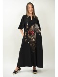ROCHIE LUNGA SAFARI CHIC CU MANECI CLOPOT SI IMPRIMEU FLORAL-JAGUAR TALIE UNICA Multicolora