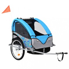 Remorca bicicleta &amp;amp; carucior copii 2-in-1, albastru ?i gri foto