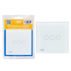 Intrerupator simplu cu touch si dimmer PNI SafeHome DIM101, 1X700W, Live Wire, fara nul, sticla PNI-DIM101