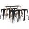 Set mobilier de bar, 7 piese, negru