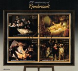 Timbre Liberia 2021: Picturi Nuduri Rembrandt - Colita Noua, Tema Arta, Colectie Timbre Straine