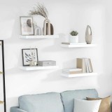 vidaXL Rafturi perete, 4 buc, alb lucios, 50x23x3.8cm, MDF, Montare invizibila, 7kg/raft