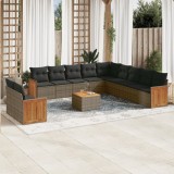 vidaXL Set canapea de grădină cu perne, 12 piese, gri, poliratan 3260219