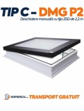 Fereastra cu cupola Tip G pentru acoperis terasa, Fakro, model DMG P2, cude schidere manuala si tija de 2.2 m inclusa