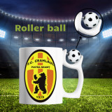 Cană cu minge fotbal &bdquo;Fotbal club Ceahlaul Piatra Neamt &rdquo;, v1, sport, fotbal, suporter, alba, 330 ml, Simple