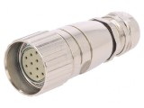Conector M23 PIN 12 Mamă Lipire Cablu Drept 8A Aurit
