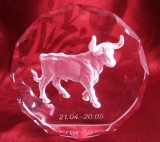 BIBELOU FIGURINA PRESPAPIER CRISTAL DECOR ZODIA TAUR