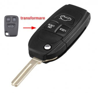Carcasa cheie Topautochei&amp;reg; pentru Volvo 3 butoane transformare din cheie clasica in cheie briceag foto
