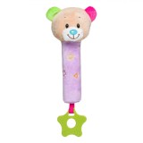 Jucărie Zornăitoare și Dentiție, Ursuleț, Lila, 18cm, Oem