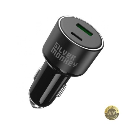 Incarcator Auto Silver Monkey SMA014 100W 3A 1 x USB-A - 1 x USB-C Negru foto