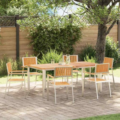 vidaXL Set de masă pentru grădină 7 pcs Maro Lemn masiv de tec 3334802 foto