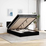 VidaXL Pat otoman cu saltea și LED-uri negru 140x200 cm țesătură