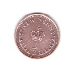 Moneda Marea Britanie 1/2 new penny 1974, stare foarte buna, curata