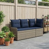 vidaXL Canapea cu braț &icirc;n grădină cu canapea colțară 2 Bucată Ratan PE 42025374