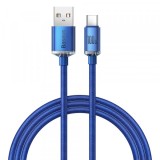 Cablu Date si Incarcare USB-A - USB-C Baseus Crystal Shine Series, 100W, 1.2m, Albastru CAJY000403