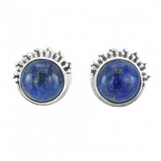 Cercei lapis lazuli Raze de soare din argint pe ureche foto