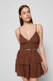 Bizuu pantaloni scurți OSTER culoarea maro, high waist, OSTER BRĄZOWY