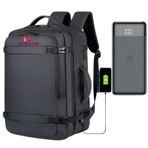 Rucsac Extensibil Compatibil cu Laptopuri Pana la 17.3&quot; + Baterie Reincarcabila Powerbank 10.000 mAh