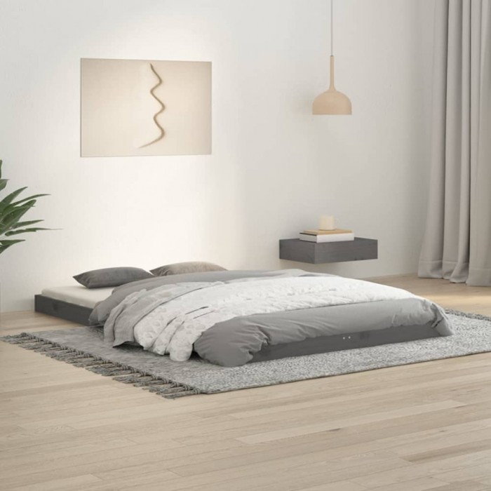 vidaXL Cadru de pat Small Double, gri, 120x190 cm, lemn masiv de pin 823476