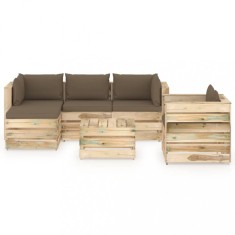 Set mobilier de gradina cu perne, 6 piese, lemn verde tratat GartenMobel Dekor foto