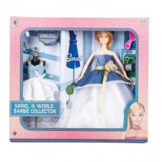 Papusa Sariel pentru copii cu 2 rochii si 2 accesorii flexibila alb-albastru 8831-B CWT