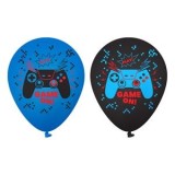 Baloane de Petrecere cu Model Gaming "Game On", Albastre și Negre, 30cm, 10 bucăți, CMCLASS