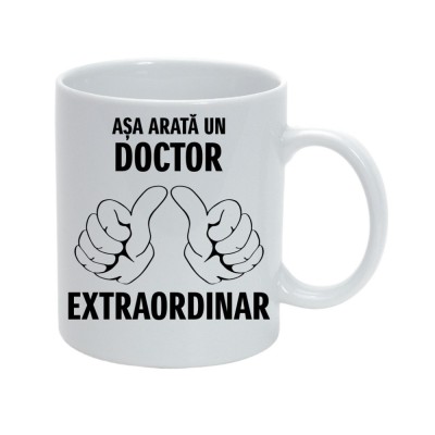 Cana alba personalizata &amp;quot;Asa arata un doctor extraordinar&amp;quot;, INOVATIX&amp;reg;. 330ml foto