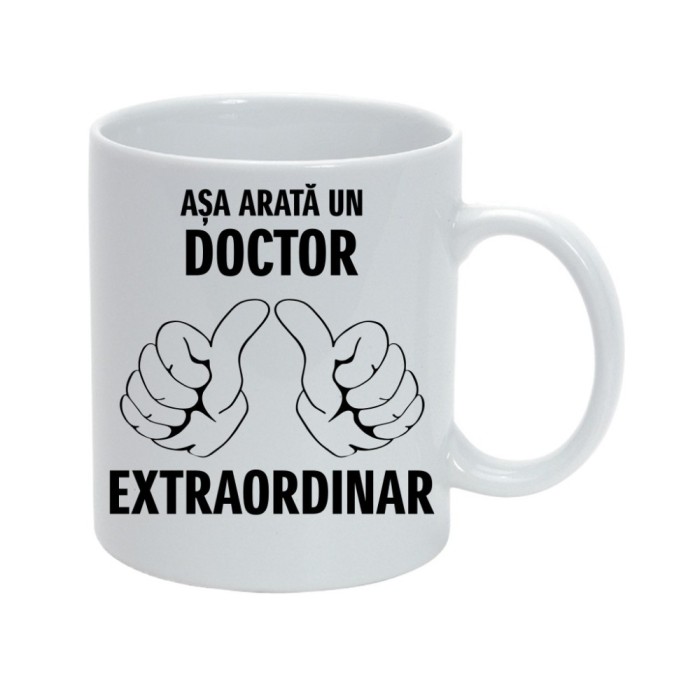 Cana alba personalizata &quot;Asa arata un doctor extraordinar&quot;, INOVATIX&reg;. 330ml