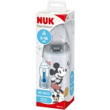 Biberon Mickey Nuk First Choice+, Polipropilena, 300ml, Tetina Silicon 6-18 Luni, Orificiu Mediu, Fara Bpa