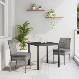 vidaXL Set de masă pentru grădină 3 pcs Gri Rattan poli