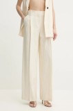 Simona Corsellini pantaloni femei, culoarea bej, lat, high waist, P25CPPA019
