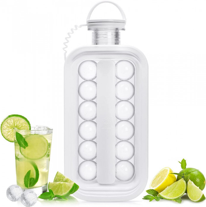 Forma cuburi de gheata 2 in 1 portabila, 17 buc BPA free alb