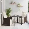 VidaXL Set de masă pentru grădină cu pernă 3 pcs Maro Rattan poli 3379569